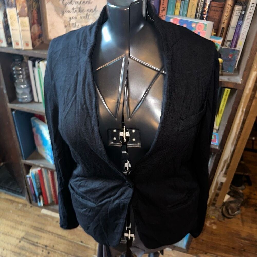 Soma black knit business casual M minimalist blazer